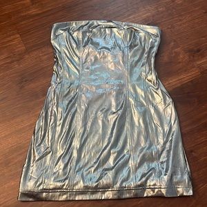 Silver strapless dress